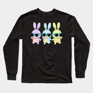 Cute Easter Bunnies Dancing Easter Day 2023 Boys Girls Men Long Sleeve T-Shirt